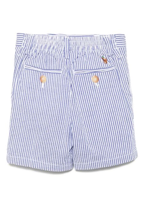 Bermuda In Cotone a Righe Blu Con Pony RALPH LAUREN KIDS | 320-901548001
